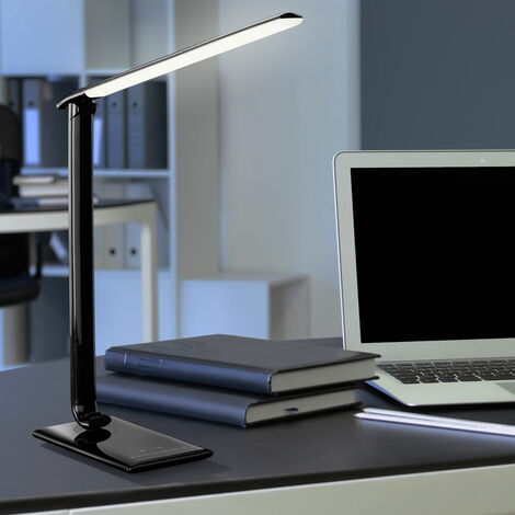 Tischleuchte, schwarz, LED Standfuß, dimmbar, USB-Anschluss