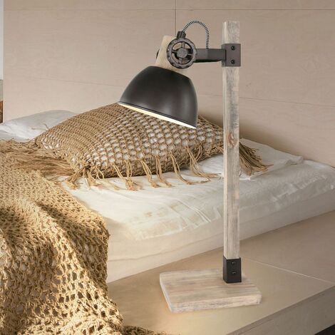 Tischlampe Schreibtischleuchte Holzlampe beweglich Schlafzimmerleuchte  anthrazit