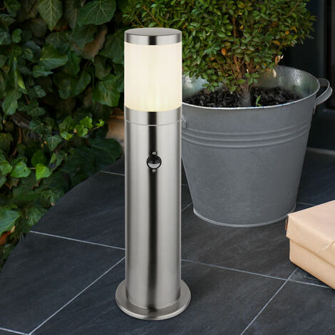 JungesLicht Außenlampe Edelstahl 45cm - Pollerleuchte Mit Bewegungsmelder IP44