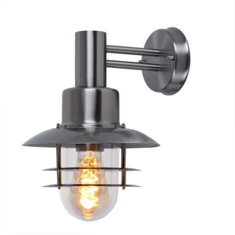 Außenlampe dimmbar mit Fernbedienung Retro Vintage Außenwandlaterne RGB LED Wandleuchte hängend, Edelstahl gebürstet, 8,5W 806lm warmweiß, H 32,5 cm