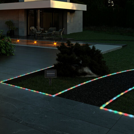 LED Lichterkette Solar Solarlichterkette mit Erdspieß mehrfarbig