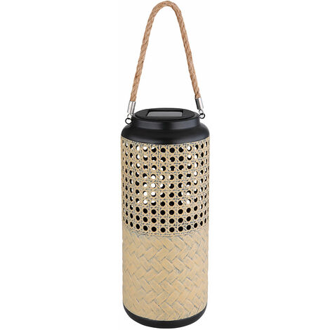 Solarleuchte Lampe Bambus Garten Solarlampen Rattan Balkon Solar Laterne  zum hinstellen und aufhngen, 1x LED warmwei, DxH 12 x 45 cm