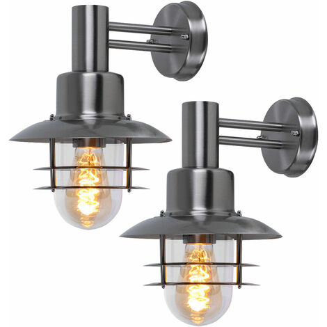 Schwarze Garten-Laterne 2-flammig Aus Aluguss & Glas (230 Cm) – Vintage-Stil, E27, IP44, Für Wege & Rasen