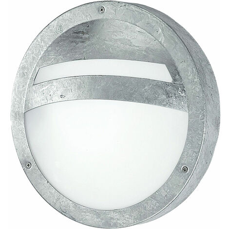 Aussen Wandleuchte rund Wandlampe für Außen Fassadenleuchte Stahl verzinkt, Glas weiß, LED 7W 900Lm warmweiß, DxH 28,5x8,3 cm
