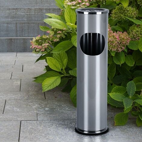 Edelstahl Mülleimer Standaschenbecher für draußen mit Aschenbecher für  draußen Zigaretten Mülleimer Metall, rostfrei, 8 Liter Volumen