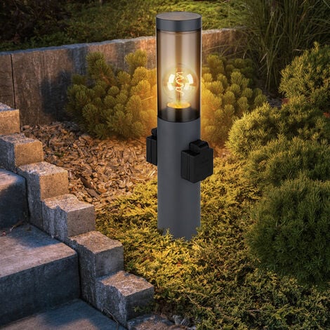 Gartenleuchte mit Steckdose anthrazit Aussenleuchte mit