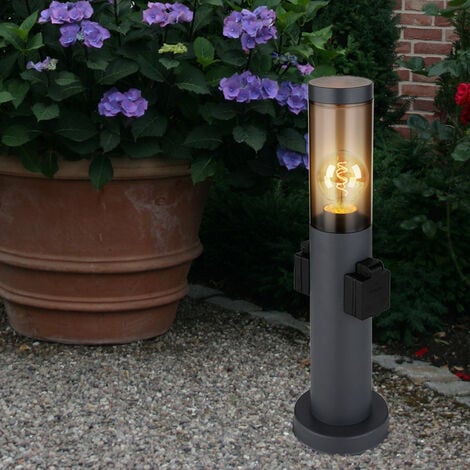 Gartenleuchte mit Steckdose anthrazit Aussenleuchte mit