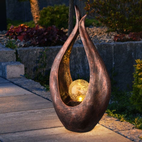 Solarlampe Gartendeko Skulptur LED Außenlampe Mondsichel Solarleuchte Garten, Glaskugel Crackle, 2er Set