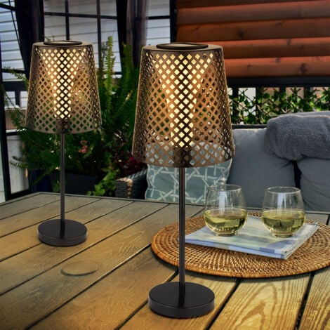 LED Solar Tischleuchte Garten Solartischlampe für Außen Balkon Solar