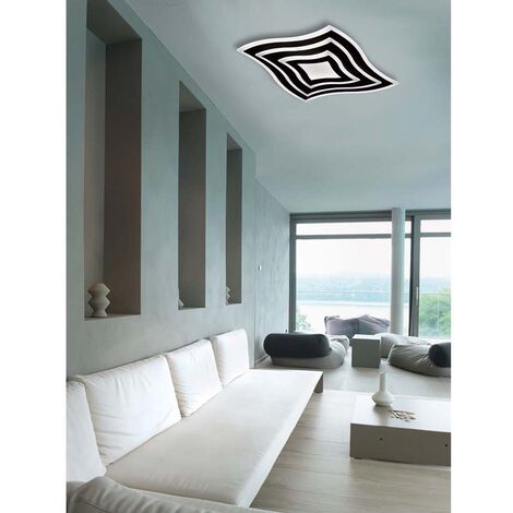 Wohnzimmerleuchte 43x43cm Metall Schwarz Fernbedienung Deckenleuchte Dimmbar LED