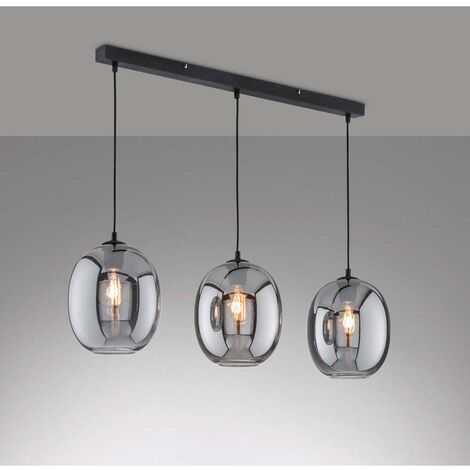 Pendellampe Esstischleuchte Hängelampe Holzoptik Stoff Wohnzimmerlampe 4 Flammig