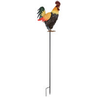Solarleuchte Hahn Gartendeko Solar Tierfigur Hahn Erdspieß Solarlampe, Metall, LED warmweiß, LxBxH 28,5x13x100 cm
