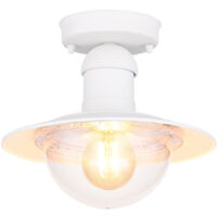 Deckenleuchte weiß Außenlampe Balkonleuchte Deckenlampe Außenbereich, Metall, 1x E27 Fassung, DxH 23,6x21,5 cm