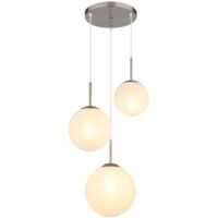 Hängelampe Esszimmerleuchte Pendelleuchte Glaskugeln 3-Flammig alabaster E27