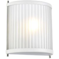 Corona Flush 1 Light Wandleuchte, weiß poliertes Nickel, Milchglas