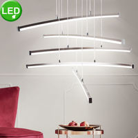 Design LED Chrom Decken Pendel Hänge Lampe Stäbe Leuchte Beleuchtung Wohn Zimmer 