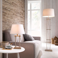 Schreib Tisch Lampe Holz Optik Wohn Arbeits Zimmer Beleuchtung Textil Lese Lampe 