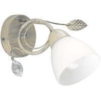 Landhaus Stil Wand Beleuchtung Lampe Leuchte grau antik Blätter Strahler Glas weiß TRIO 200700161