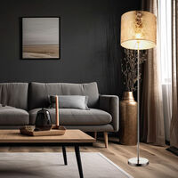 Holz Stand Leuchte Decken Fluter Textil Arbeits Zimmer Beleuchtung Steh Lampe 