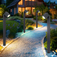 Steh Lampe Leuchte Terrasse Stand Außen Beleuchtung Veranda Hof Garten silber 