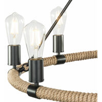 LED Kronleuchter Filament Dimmer Pendel Leuchte Hanf Seil Decken Hänge Lampe 