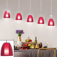 LED Decken Hänge Pendel Lampe Leuchte Beleuchtung Chrom rot Ess Zimmer Küche 