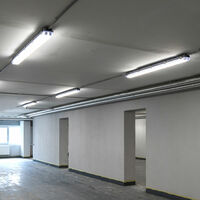 6x 48W LED Wannen Decken Leuchten Ultraslim Lager Hallen Industrie Keller Lampen 
