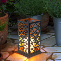 LED Feuer Effekt Leuchte Balkon Hänge Laterne Rattan Terrassen Steh Lampe Solar 