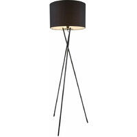 Stehleuchte 3-Bein Stativleuchte Textil schwarz Stehlampe Wohnzimmer, mit Schalter Metallgestell, 1x E27, DxH 54 x 160 cm