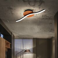 Deckenleuchte Wohnzimmerlampe LED Holz Deckenlampe schwarz Deckenlampe Schlafzimmer, Metall Acryl ,1x LED 6W 500Lm 3000K, LxBxH 39,5x13x7 cm