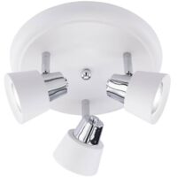 Deckenleuchte Spotrondell Schlafzimmerlampe Deckenstrahler, 3-lammig, Spots verstellbar, Metall, weiß silber, rund, 3x GU10 Fassungen, DxH 25x15 cm