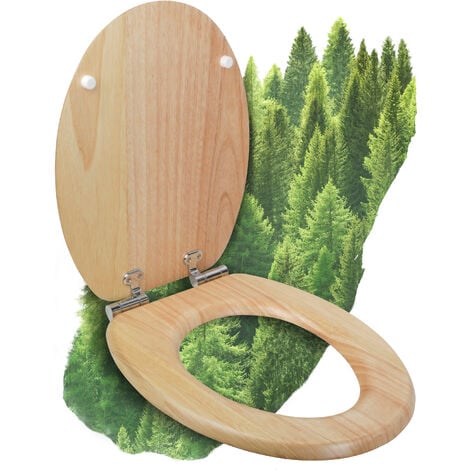 - Holz Absenkautomatik mit - - Holz WC-Sitz Calmwaters® Edelstahlscharniere WC-Sitz Fast-Fix - Kiefer Echtholz-Furnier