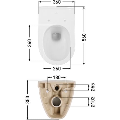 Villeroy & Boch O.Novo Wand-WC spülrandlos Directflush 5660R001 Keramik Set weiß 
