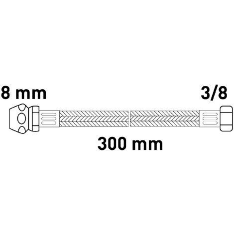 Sanitop-Wingenroth Armaturenschlauch für den Anschluss eines Wasserhahns  3/8 Zoll Überwurf x 8 mm Quetsche x 300 mm Flexschlauch Verbindungsschlauch  Anschlussschlauch Armatur 19364 1