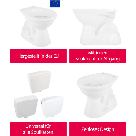 aquaSu® Basic Stand-WC Bodenstehende Toilette Standard-Form Mit gängigen WC-Sitzen  kompatibel Geruchsarmer Tiefspüler