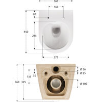 aquaSu® Spülrandloses Wand-WC oCura mit WC-Sitz | Raumspar-WC: 45 cm  Ausladung |