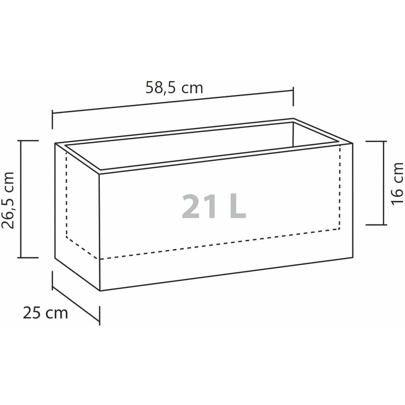 den 10 Black, Jahre hergestellt Stony C-Cube Farbe: für Kunststoff, Außenbereich recyceltem Pflanzgefäß/Blumentopf/Pflanzkübel, Long Garantie, rechteckig, Scheurich 60, mit