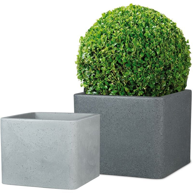 quadratisch, für Außenbereich Scheurich recyceltem Stony 10 Alea Farbe: Pflanzgefäß/Blumentopf/Pflanzkübel, 30, Jahre mit Kunststoff, hergestellt Grey, den Garantie,