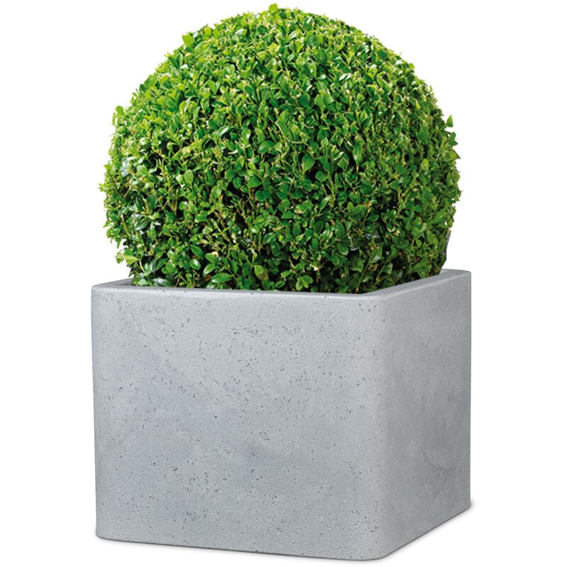 Scheurich Alea 30, Pflanzgefäß/Blumentopf/Pflanzkübel, quadratisch, Farbe:  Stony Grey, hergestellt mit recyceltem Kunststoff, 10 Jahre Garantie, für  den Außenbereich | Pflanzkübel