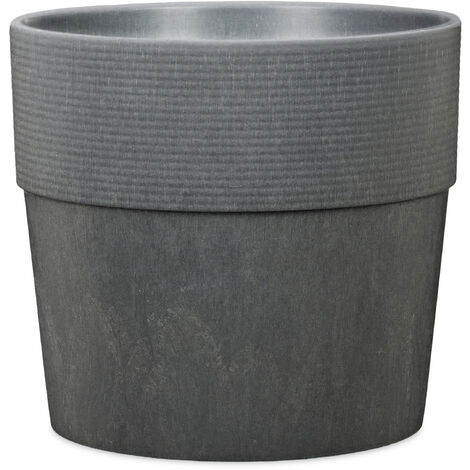 Scheurich Groove 40, Blumentopf/Pflanzkübel, rund, aus Kunststoff Farbe: Carbon, 38 cm Durchmesser, 35,2 cm hoch, 50,8 l Vol.