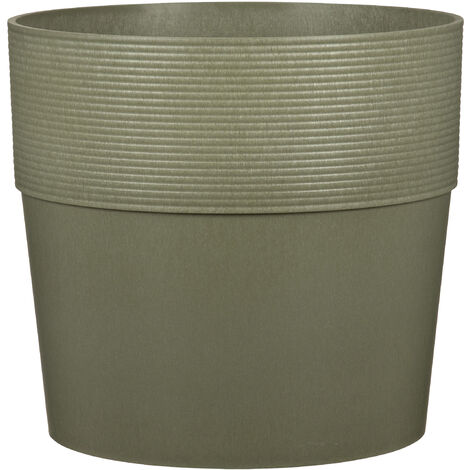Scheurich Groove 30, Blumentopf/Pflanzkübel, rund,  aus Kunststoff Farbe: Khaki, 28 cm Durchmesser, 26 cm hoch, (1/2)