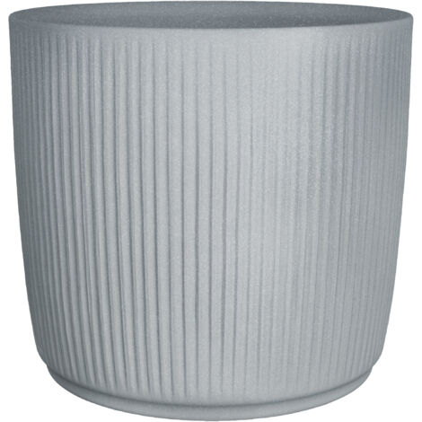 Scheurich Linetto 30, Pflanzgefäß/Blumentopf/Pflanzkübel, rund,  aus Kunststoff Farbe: Stony Grey, 28,6 cm Durchmesser, 26,2 cm hoch, 14 l Vol.