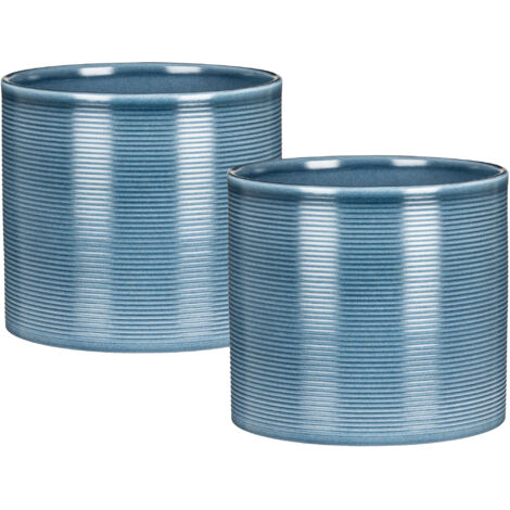 Scheurich Blumentopf 2er Set aus Keramik,  Farbe: Blue Jeans, 16 cm Durchmesser, 15 cm hoch, 2,6 l Vol.