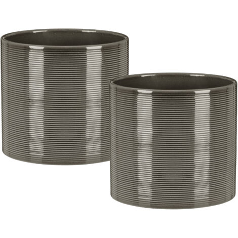 Scheurich Blumentopf 2er Set aus Keramik, Farbe: Glass Grey, 14 cm Durchmesser, 13 cm hoch, 1,5 l Vol. (1/5)