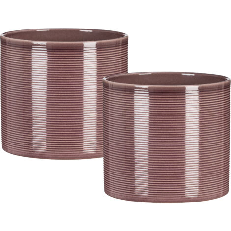 Scheurich Blumentopf 2er Set aus Keramik, Farbe: Aubergine, 14 cm Durchmesser, 13 cm hoch, 1,5 l Vol. (1/3)