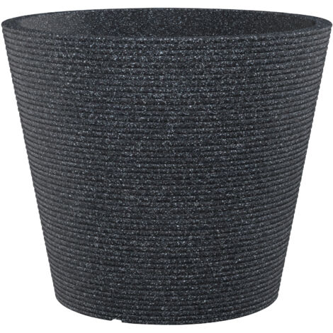 Scheurich Coneo 40, Pflanzgefäß/Blumentopf/Pflanzkübel, rund,  aus Kunststoff Farbe: Schwarz-Granit, 38,5 cm Durchmesser, 33,2 cm hoch, 26 l Vol.