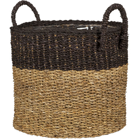 Scheurich Seagrass 33, Korbgefäß/Korb-Pflanzgefäß/Korbtopf mit Griffen aus Seagrass Farbe: Nut Brown, 35 cm Durchmesser, 31 cm hoch, 26,9 l Vol.