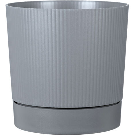 Scheurich LINO+, Pflanzgefäß aus Kunststoff, Farbe: Pure Grey, 47 cm Durchmesser, 46 cm hoch, 56 l Vol.