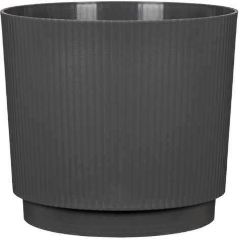 Scheurich LINO, Blumentopf aus Kunststoff, Farbe: Nero, 25 cm Durchmesser, 22,2 cm hoch, 8,4 l Vol.