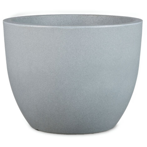 Scheurich Firenze 60, Pflanzgefäß/Blumentopf/Pflanzkübel, rund, aus Kunststoff Farbe: Stony Grey, 59,5 cm Durchmesser, 45,8 cm hoch, 85,5 l Vol.